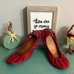 Red Leather Tieks Flats SZ 9 box 50